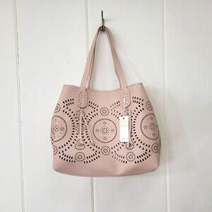 Urban Expressions Vegan Leather Rose Water Laser Cut Tote Purse NWT